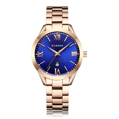 China CURREN 9007 Automatic Date Women Stainless Steel Quartz Watch Ladies Shape Brand Luxury Wrist Watch for sale