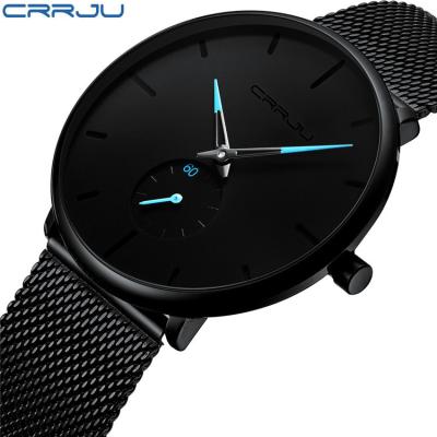 China Hot Selling Original Charming Stainless Steel Mesh Strap Simple Quartz Analog Men's Wristwatches Water Resistant CRRJU 2150 for sale