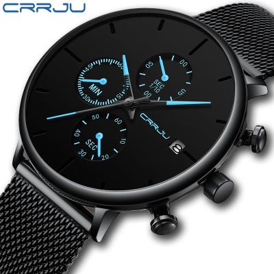 China Classic Analog Stainless Steel Mesh Strap Business Luxury Brand Automatic Date Men's Quartz Wrist Watch CRRJU 2268 Watches Ho for sale