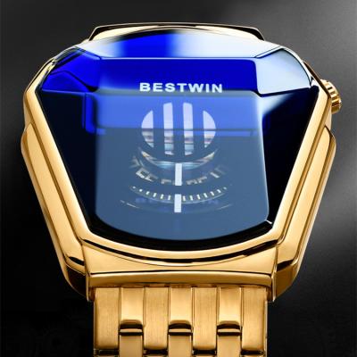 China Hot Selling Bestwin Auto Brand Date Style Locomotive Men's Wristwatches Waterproof Stainless Steel Business Military Watches for sale