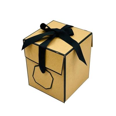 China Recycled Materials High Quality Wholesale Custom Logo Kraft  Paper Cardboard  Bowknot Gift  Packaging Box With Lid for sale