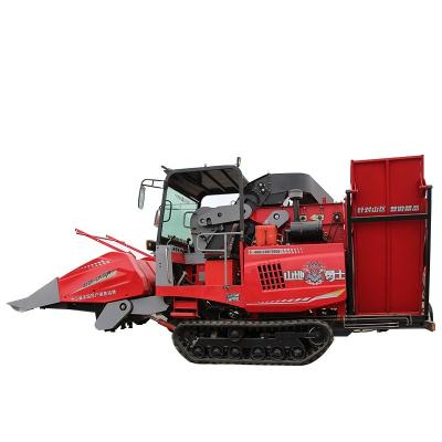 China Shandong 90HP Crawler Two Rows Maize Harvester Self Propelled Type Corn Maize Harvester for sale