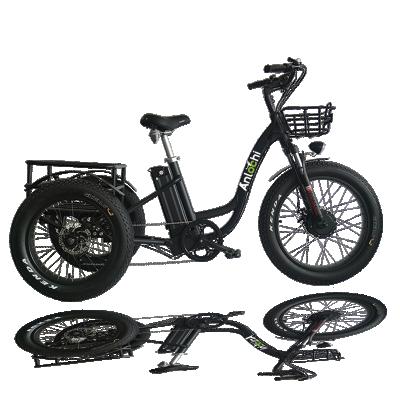 China ANLOCHI 48v 500w Aluminum Alloy Powerful Fat Tire Adult Electric Tricycle Cargo Three Wheel Electric Tricycle for sale