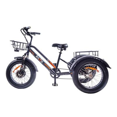 China ANLOCHI Steel Chinese Wholesale Electric Tricycle 48V500W Strong Power Tire For Long Range Electric Cargo Tricycle for sale