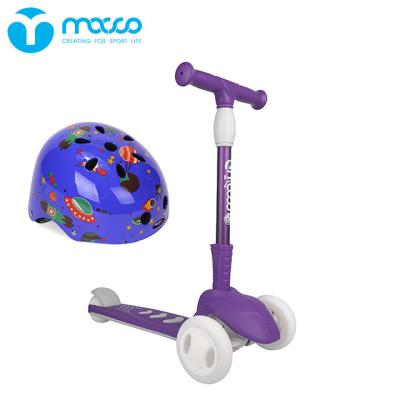 China High Quality Height Adjustable Handlebar Children's Scooter Foldable Three Wheel Scooter With K9 Helmet - Ice-Cream-Purple for sale