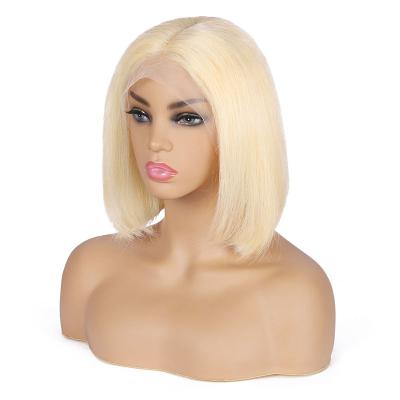 China Peruvian Hair 1B-613 Pure Original Natural Blonde Cuticle Aligned Bob Frontal Hair Silky Straight Unprocessed Virgin Hair Lace Wig for sale