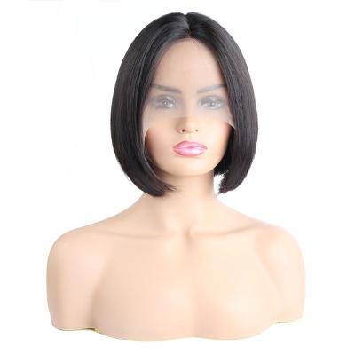 China Original Pure Natural Human Hair Middle Part Straight Short Bob Human Hair Lace Front Red Wig, Half Lace Up Malaysian Hair Wigs for sale