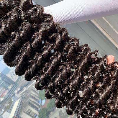 China No Shedding and Tangle.Soft 36 40 Inch 12A 3 Vendor Brazilian Virgin Hair Curly Deep Wave 3 Bundles With Closure for sale