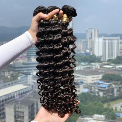 China Wholesale No Shedding and Tangle.Soft Cuticle Aligned Virgin Deep Wave Curly Hair Bundles Brazilian Hair Deep Wave Curly Bundles for sale