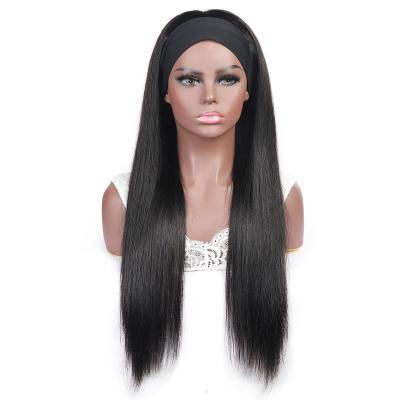 China Glueless Human Hair 180% Density Bone Straight Hair Natural Black Wig Headband Full Machine Headband Pure Original Natural Brazilian Hair Wigs for sale