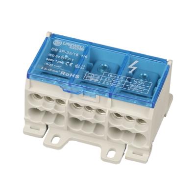 China Industrial 3 Post Din Rail Screw Mounted DB Distribution Terminal Block For Connector DB-175A for sale