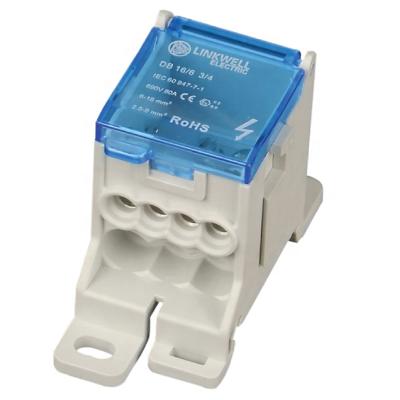 China Industrial Power Distribution Block 80A Din Rail Screw Terminal Block Connector for sale