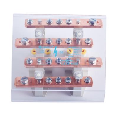 China PC+PA66 CE ROHS Certified 4 Pole Busbar Screw Terminal Block Connector 400A Power Distribution Block for sale