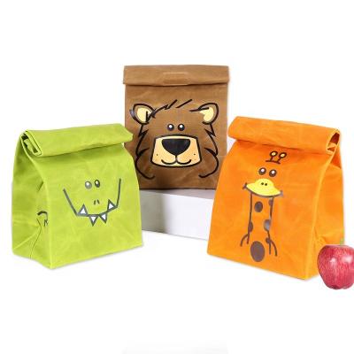 China CHANGRONG Waterproof Custom Animal Cartoon Eco-Friendly Reusable Organic Cotton Canvas Kids School Children Lunch Bag for sale