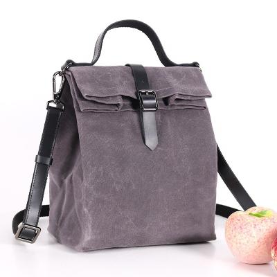 China Custom Waterproof 10L Waterproof Adjustable Strap Insulated Lunch Tote Waxed Canvas Lunch Bag For Women for sale