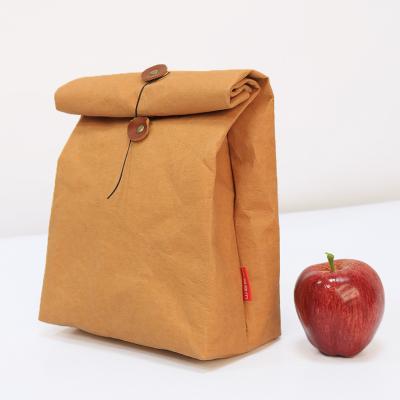 China Waterproof Reusable Insulated Washable Brown Tyvek Kraft Paper Lunch Bags for sale