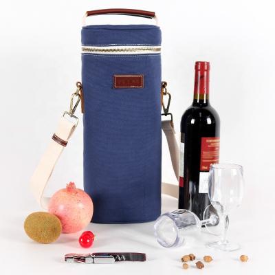 China Custom Durable Waterproof Canvas Insulated Wine Bottle Bag Wine Cooler Carrier Bags For Bottle for sale