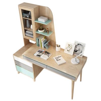 China Modern Design Easy Assembled Colorful Bookcae And Side Cabinet Combination Computer Table Desk for sale