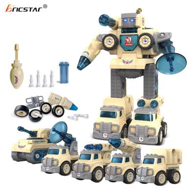 China Toy Bricstar Take Apart Toy 5 Turkk IN1 Deformation Car Funny Educational Military Robot Kids DIY Kit with Sound and Light for sale