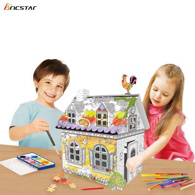 China Bricstar 3d paper educational diy doodle paper puzzle mini toy house rural watercolor paints educational puzzles for kids for sale