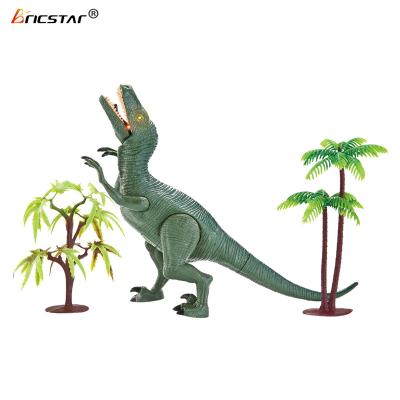 China Gift Amazon Product Color Dinosaur Toy Shanghai Bricstar Model Battery Operated Walking Dinosaurs Toy Robot With Lights for sale