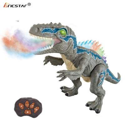 China Bricstar 2.4G remote control jet 7 step simulation sound light haze colors remote control led rc dinosaur robot toy with shake head function for sale