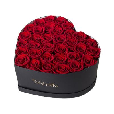 China Heart Shaped Love Rose Flower Box With Spoonge Handmade Luxury Flower Gift Box Hot Selling Customization For Preserved Roses Bouquets for sale