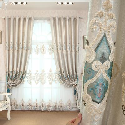 China Luxury European Embroidered Living Room Curtains Bedroom Floor To Ceiling Window Shading Custom Made High Grade Atmospheric Fabric for sale