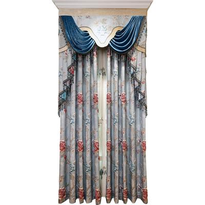 China Decoration + Full High Precision Curtain Fabric Light Shading Finished Living Room Bedroom Shading European Curtain 4D Relief Curtain Fabric for sale