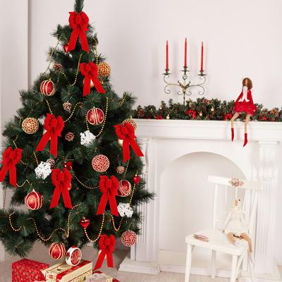 China Unique Christmas Crafts Red Velvet Ribbon Bow for Christmas Tree and Home Decoration for sale