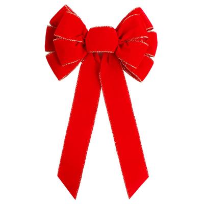 China MSD Customization Red Velvet Ribbon Bow for Festive Christmas and Holiday Decorations for sale