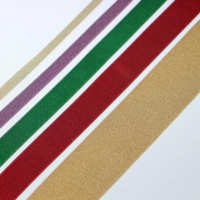 China Gold Metallic Polyester Glitter Ribbon 35 Colors for Decoration Applications Only for sale