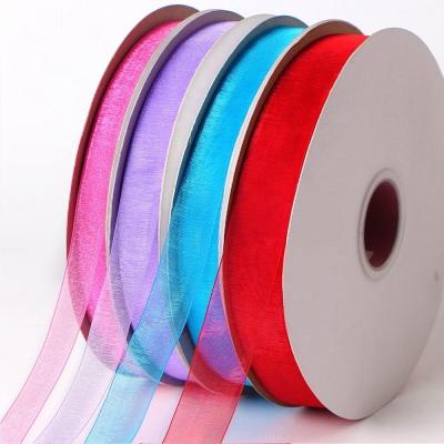 China Double Face Style Solid Pink Polyester Organza Ribbon Roll para eficiência à venda