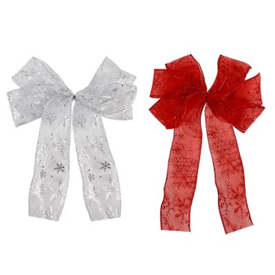 China Festive Christmas Wire Bow with Lights and Small Snowflakes A Must-have Item for sale