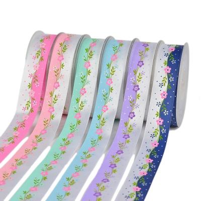 China Single Face Custom Heat Thermal Transfer Flowers Ribbon Trim with Plant Printed Sample for sale