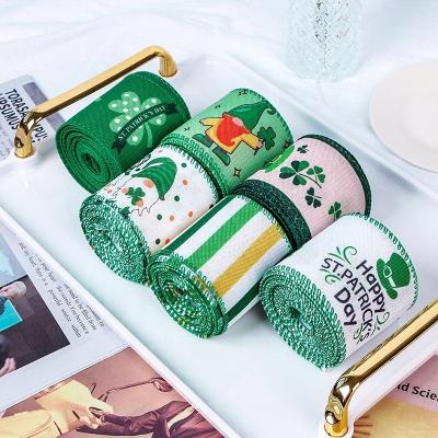 China 63mm Sustainable St. Patrick's Day Ribbon MSD Customized Wired Ribbon para a fita irlandesa à venda