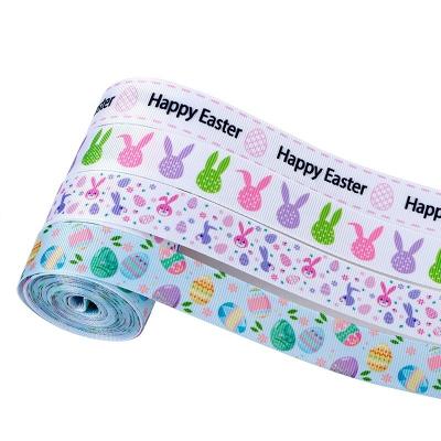 China Sustainable MSD Custom Spring Easter Day Bunny Egg Stripe Printed Ribbon for Hair bow for sale