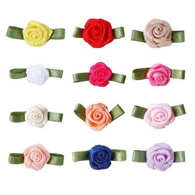 China Handmade Pink Satin Ribbon Flowers Bow for Wedding Decoration Garment Accessories for sale