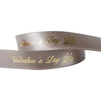 China MSD Single Face Style Custom Solid Color Satinband mit Gold-Logo Druck zu verkaufen