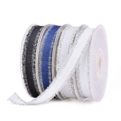 China Solid Color Polyester Silver Purl Grosgrain Fringe Ribbon for DIY Craft Projects for sale