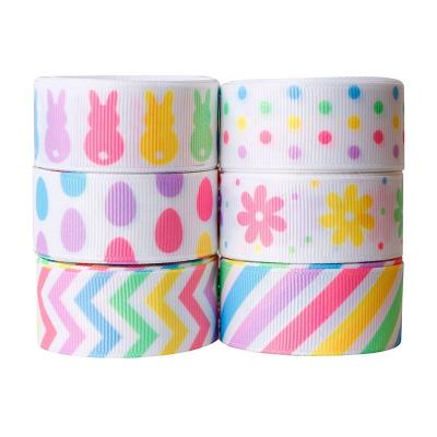 China RIBBONS for DIY Bow Sustainable Cartoon Design Printed Easter Ribbon Grosgrain Fabric for sale