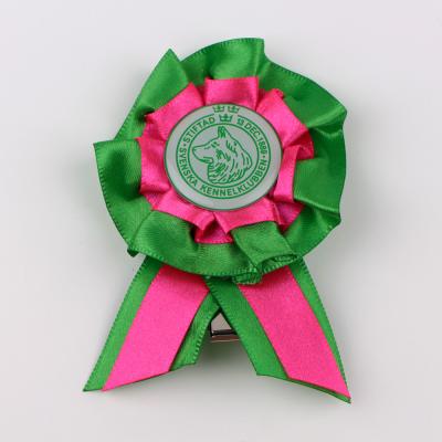 China Custom Satin Award Ribbon Metal Rosettes Top Choice for Commemoration for sale