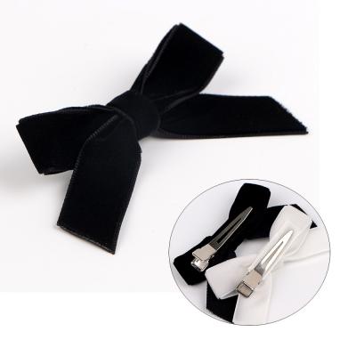 China 4 Colors Velvet Bows Hair Clips for Girls Up to 4 Level Color Fastness and Eco-friendly for sale