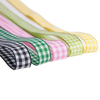 Cina Controllo personalizzato Gingham Tartan Plaid 100% Polyester Ribbon Double Face Style in vendita