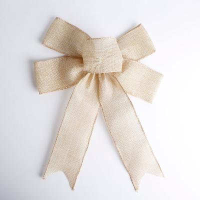 China Customized Design Natural Jute Burlap Ribbon Bows for Christmas Garland Decoration for sale