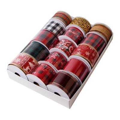 China MSD OEM 2-1/2 Inch Red Plaid Burlap Fabric Wired Edge Ribbons for Holiday Decoration for sale