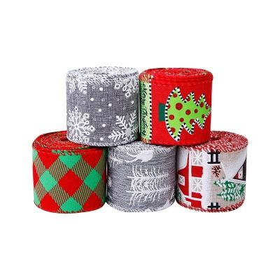 Cina MSD 63mm 2,5 pollici Single Face Burlap Wired Ribbon per OEM personalizzato nastri di Natale in vendita