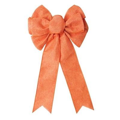 China Handmade Wire Twist Tie Jute Bow Pre-Tied Burlap Bow for Christmas Tree Decoration for sale