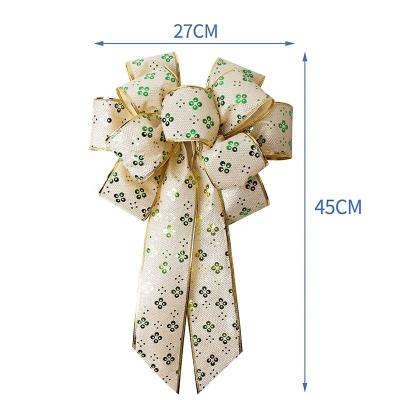 China Festival Holiday Party Decoration Wired Burlap Bow Knot with Wired Ribbon Like Picture for sale