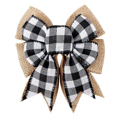 China Polyester Buffalo Plaid Bow Perfect for Halloween Thanksgiving and Christmas for sale